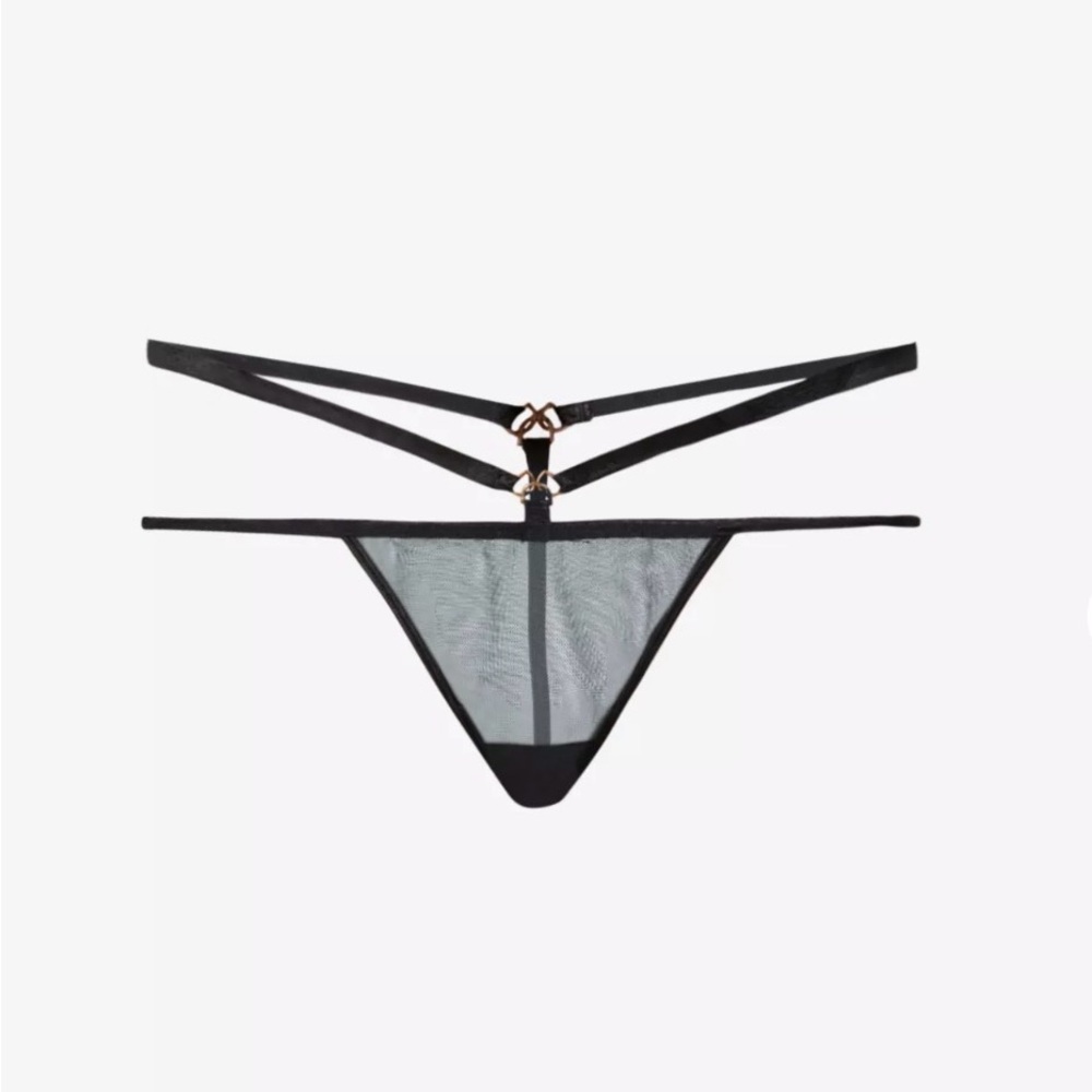 Bluebella Mali Thong Black Strappy Panties US 14 2XL NWT! $30